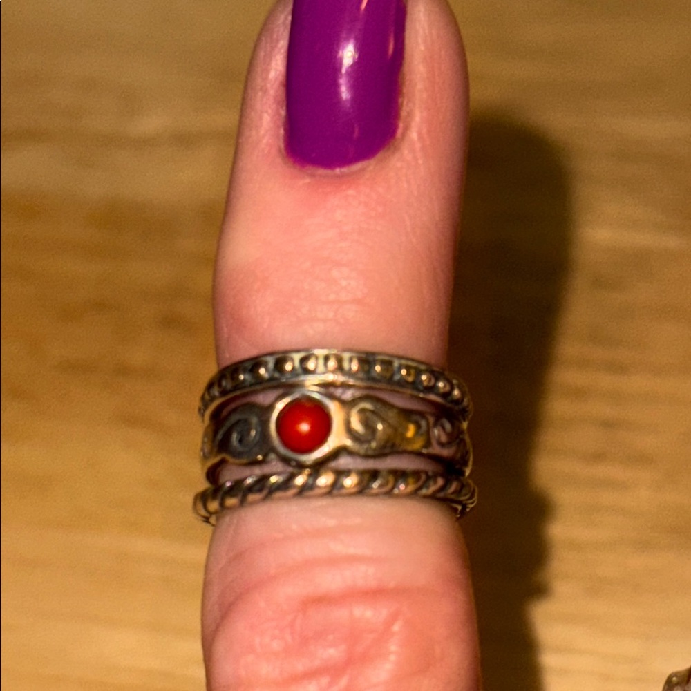 Silpada Sterling Silver & Red Coral Toe Rings